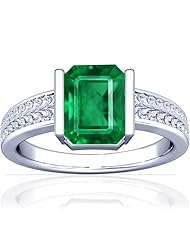 14K White Gold Emerald Cut Emerald Solitaire Ring