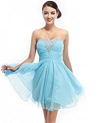 A-line Strapless Chiffon Sequined Lace Natural   Waistline Short Sweetheart Homecoming Dress 