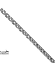 14k Semi-Solid White Gold 1.7 mm (1/16 Inch) Round Box Chain Necklace 20" w/ Lobster Claw Clasp