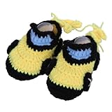 C-Princess 春秋シーズン 赤ちゃんシューズ11cm 新生児 幼児ファーストシューズベビー 毛糸 かぎ針編み可愛いカー柄デザインの子供用歩行靴 軽量タイプ 手編みキッズ靴 男の子向き (4イエ