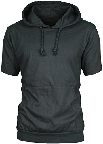 Angel Cola Men's Short Sleeve Plain Cotton Lightweight Hoodie Shirts