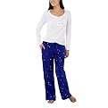 Nick & Nora&reg; Womens Knit Top/Fleece Pant PJ Set - Starry Night Navy