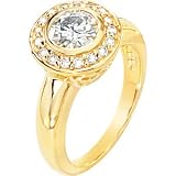 Classy! High Fashion! Women's 14k Yellow-gold Moissanite & Diamond Engagement Ring