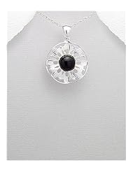 Reconstructed stones Pendant Necklace In 92.5 Sterling Silver
