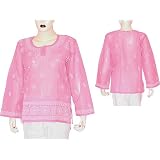Cotton Shirts Womens Long Sleeve Top Blouse Chikan Embroidery Size M (ctop414)