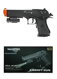 Blow Back Desert Eagle Magnum Pistol Semi Auto Electric Airsoft Gun w/ Free Flash Light, Goggles, & more