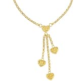 14k Heart Lariat Necklace Pendant - 18 Inch - JewelryWeb