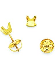14K Gold 0.24ct Princess Cut Diamond Earrings Jewelry