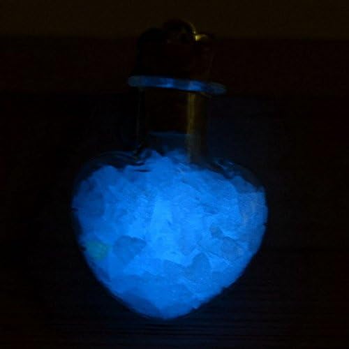 Jewelryfinds Wishing Star Bottle Star Drift Mini Heart-Shaped Blue Glow Necklaces