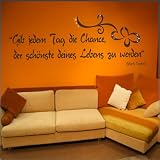 Produkt-Bild: Wandtattoo Zitat "Gib jedem Tag die Chance, .." mit Ornament inkl. Swarovski u. Rakel (zit03) 120 x 34 cm wei&szlig; (in 42 Farben u. 3 Gr&ouml;&szlig;en)