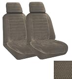 Set of 2 Universal Fit Low Back Scottsdale Pattern Front Bucket Seat Cover - Taupe