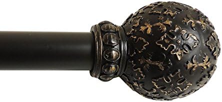 Ukeen Decorative Curtain Rod, Adjustable Curtain Rod ,Drapery Rod, Includes Beautiful Single Rod &amp;Two (2) Black Resin Finials &amp; Adjustable Brackets, 1'' Diameter ,Comes in 3 Sizes