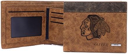 AYHENG Chicago Blackhawks Hockey Logo Embossed Leather Bifold Billfold Wallet