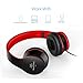 Junwer Lightweight Folding 3.5mm Stereo Over-ear Portable Stretch Headsets with Build-in Microphone, Black/red BC33169