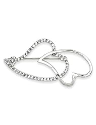 Sterling Silver CZ Heart Pin. Metal Wt- 4.8g
