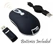 iMicro 3-Button 3D RF Wireless Optical Scroll Mini Mouse 800 DPI Resolution for Laptop and Desktop Computer Use ( Black ) ** Batteries Included ** Compatible with all Laptop, Netbook, Notebook, Or Desktop Computers