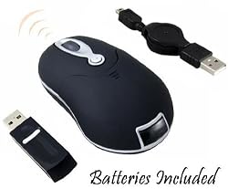 iMicro 3-Button 3D RF Wireless Optical Scroll Mini Mouse 800 DPI Resolution for Laptop and Desktop Computer Use ( Black ) ** Batteries Included ** Compatible with all Laptop, Netbook, Notebook, Or Desktop Computers