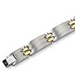 24K Gold Plated Brushed and Polished Titanium Bracelet - 8.5 Inches