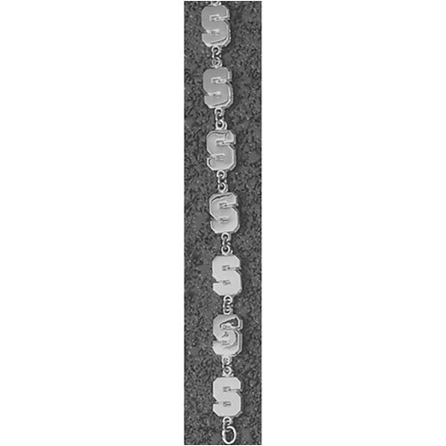 LogoArt Michigan State Spartans Sterling Silver Team Font Bracelet