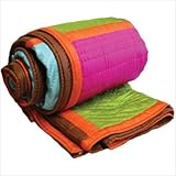 Silk Coverlet in Multicolor / Brown Size: Queen