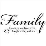 Family the ones we live with laugh with and love Vinyl Lettering Wall Art Sticker Transfer Decor