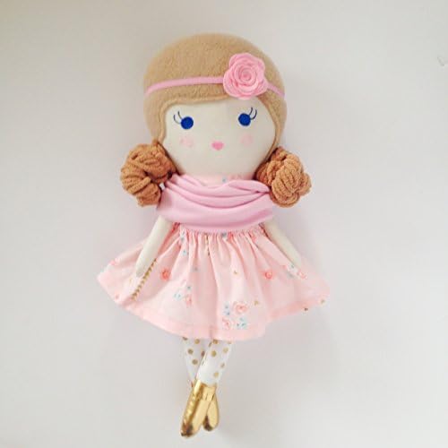 Cotton Candy Dollies - Handmade Heirloom Quality Dress Up Dolls (Confetti Blossom Collection - Little Miss) (Pink Posy - Sandy Brown Hair/Blue Eyes)