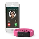 Bluetooth 4.0 Sport Watch Fitness Tracker Smart Bracelet Pedometer Tracking Calorie Health Wristband Sleep Monitor for iPhone 4S/5S, iPad 3, Samsung Galasy S4 (Pink)