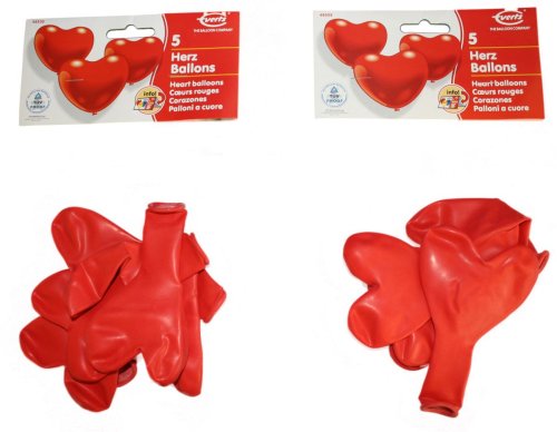Everts 48305 - 2 x 5 mittele Herzballons im Beutel 60 cm rot Preisvergleich