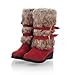 Charm Foot Fashion Faux-fur Womens Low Heel High Top Snow Boots