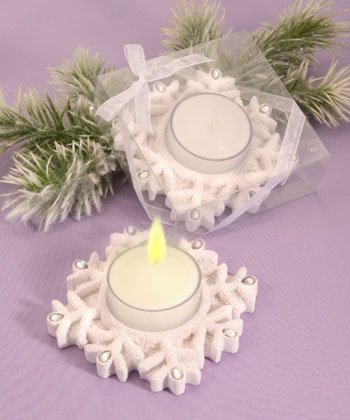 Winter Theme Candle Holder Wedding Favors - Snowflakes, 18