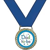 Amscan Delightful Dad To Be Medal of Distinction Baby Shower Party Novelty Favors, 2", Blue/Gold