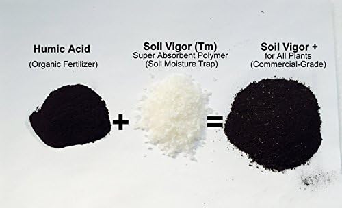 Commercial- Grade: 40 Lbs Soil Vigor (Tm) Super Absorbent Polymer, Soil Moisture Trap + Humic Acid (Organic Fertilizer) for All Plants, Trees, Shrubs, Vegetable, Flower Gardens, and Lawns of All Sizes.