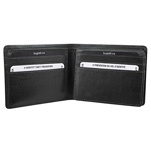 Bugatti 9-slot Identity Block Leather Mens Wallet Black