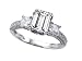 3.52 cttw Zoe R(tm) 14k Gold Plated 925 Silver Engagement Ring with 14 genuine Diamonds and 8x6mm Emerald Cut Genuine White Topaz by - Gold Plated Silver
