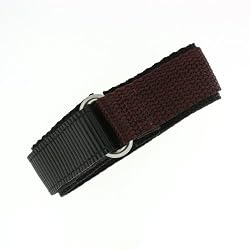 Watch Band Nylon One Piece Wrap Sport Strap Brown Adjustable Velcro 16 millimeter