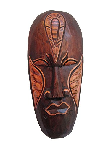 The Challenger of Self, African Tribal Wooden Mask, Hand Carved in Bali, 8 Inch