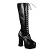 4 3/4 Inch Hot High Heel Boots Lace-up Platform Knee Boots Black PU