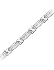 Sterling Silver Diamond 7-inch "X" Bracelet (1 cttw)
