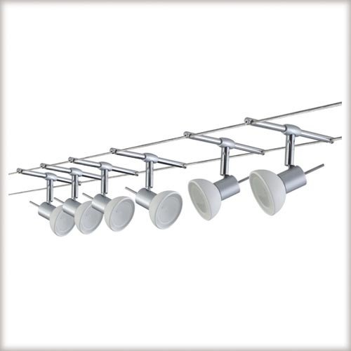 Paulmann 97533 Wire System Sheela 210 6x35W GU5,3 chrom matt/Opal 230/12V 210VA Metall/Glas