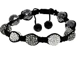 Swarovski Crystal Pave Beads Genuine Hematite 10mm Shamballa Men Unisex Macrame Bracelet