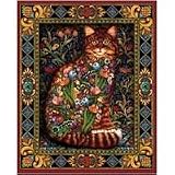 Tapestry Cat 1000 pc Flower Jigsaw Puzzle by White Mountain