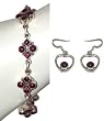 Bracelet Earrings Set Sterling Silver Garnet Gemstone Jewelry (ber027)