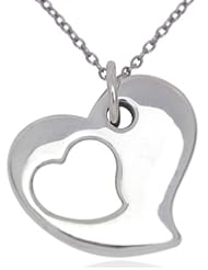 Sterling Silver Heart Within A Heart Pendant