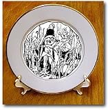 Halloween Scarecrow Line Art - 8 Inch Porcelain Plate