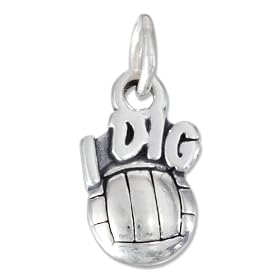 STERLING SILVER "I DIG" VOLLEYBALL CHARM