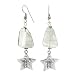 Long Green Amethyst Gemstone Bead Dangle Earrings with Double Sided Sterling Silver Star Man Charms, #7493
