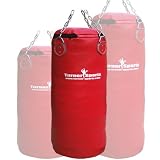 Kick Boxing Punch Bag Filled with Bag mitts & Chain Real Vinyl Red 4ft