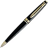 WATERMAN Expert Ballpoint Pen, Medium Point, Black Lacquer with Gold Trim (S0951700)