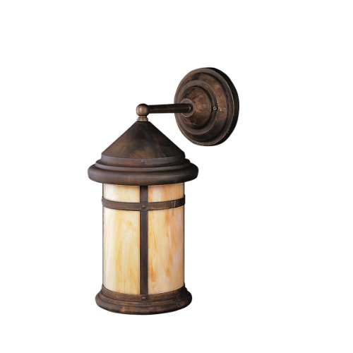 Kichler Lighting 9645CV Tularosa 1-Light Incandescent Outdoor Wall Mount, Canyon View with Honey Opalescent Glass, 13-1/2-Inch