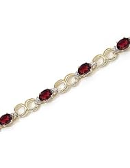 14kt Yellow Gold Oval Garnet and Diamond Bracelet